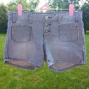 Blue & White Striped Shorts 100% Cotton Juniors 3